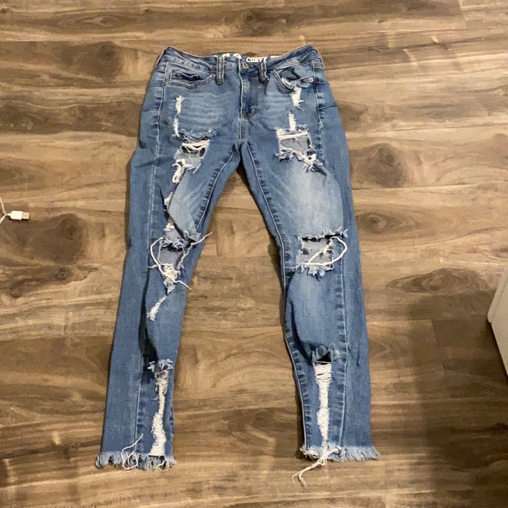 S.O.N.G  High Rise Ripped Jeans